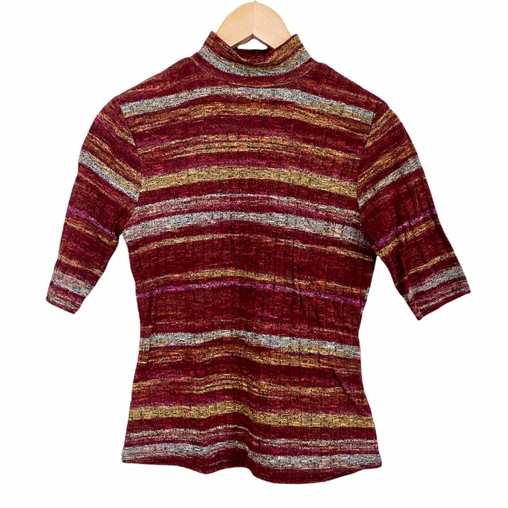 Cato 90s Style Brown & Orange Striped Top Womens Size XS
